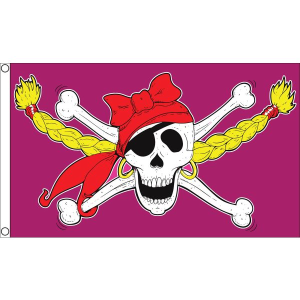 Pirate Girl Skull Flag