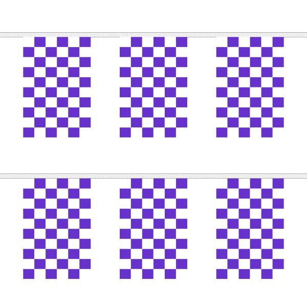 Purple and White Check Rectangular Bunting