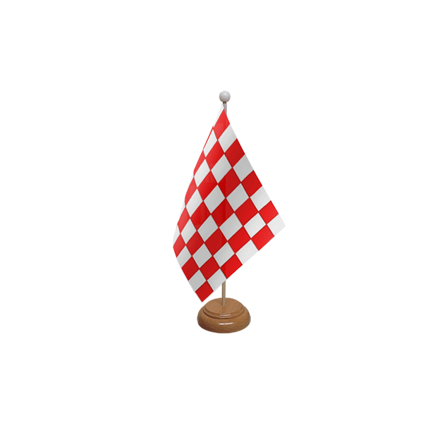 Red and White Check Wooden Table Flag