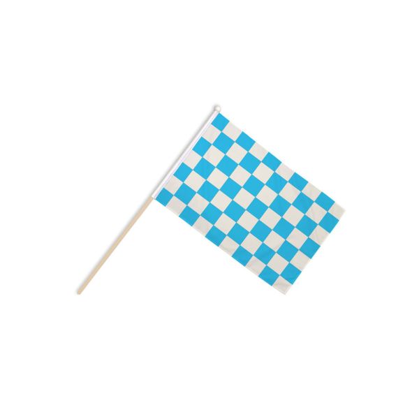 Sky Blue and White Check Hand Flags
