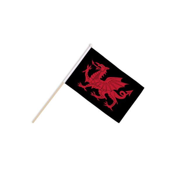 Welsh Dragon Black Hand Flags