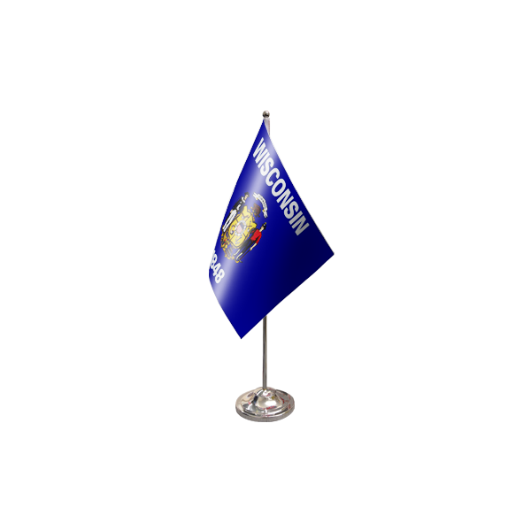 Wisconsin Satin Table Flag