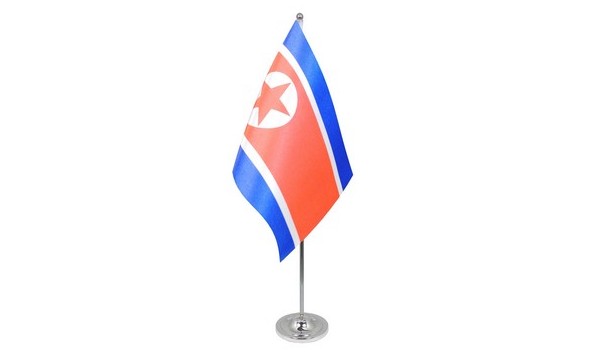 Korea North Satin Table Flag