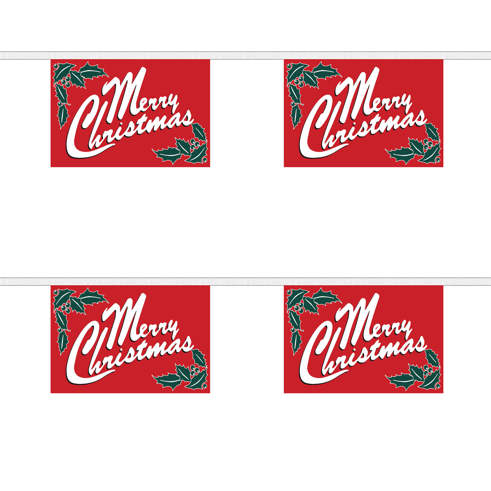 Merry Christmas Red Rectangular Bunting Horizontal