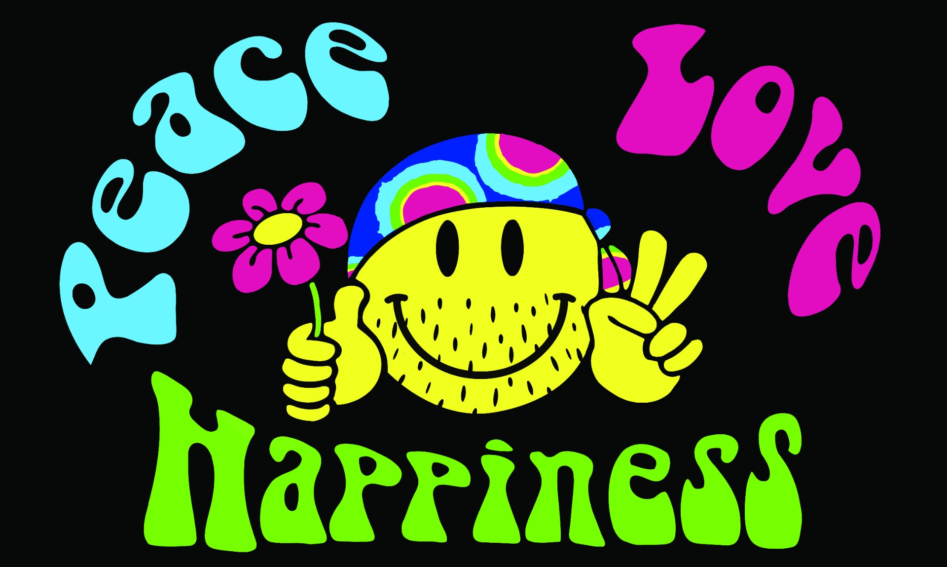 Peace, Love and Happiness Coffin Drape Flag