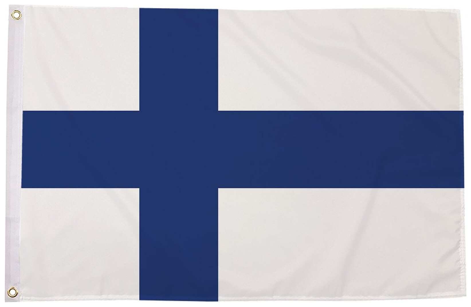 Finland flag with blue Nordic cross on white, 5ft x 3ft